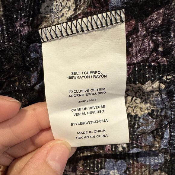 Coco Jaimeson Women’s Boho Floral Print Ruffle Blouse V-Neck Tiered Peplum - Picture 9 of 10